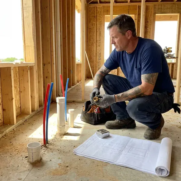 FGV Plumbing technician providing new construction plumbing in Kansas City, MO