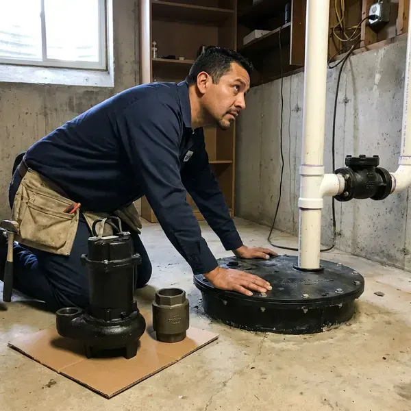 FGV Plumbing technician providing sewage ejector pump installation in Springfield, MO