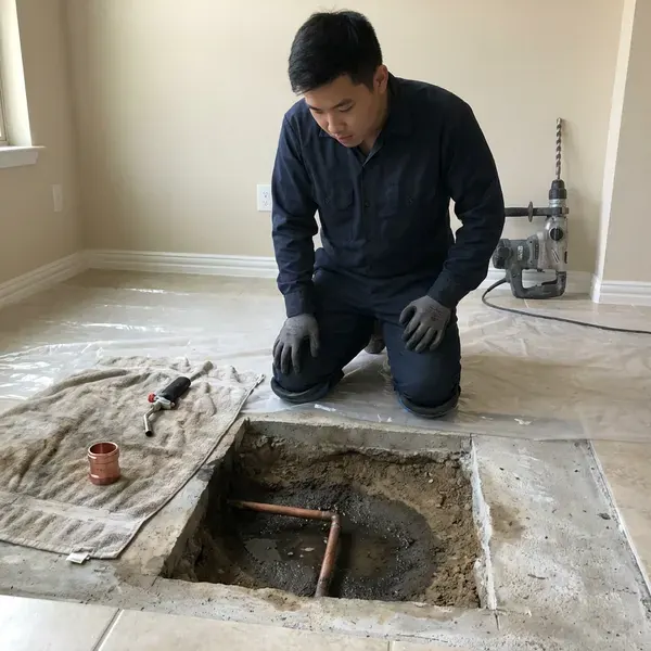 FGV Plumbing technician providing slab leak repair in Kansas City, MO