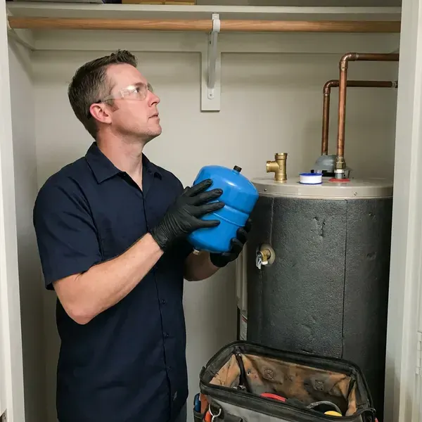 FGV Plumbing technician providing water heater expansion tank installation in Kansas City, MO