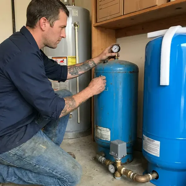 FGV Plumbing technician providing well pressure tank replacement in Kansas City, MO
